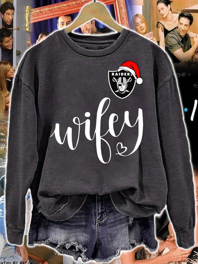 Oakland Raider Santa hat Wifey Christmas t-shirt sweatshirt