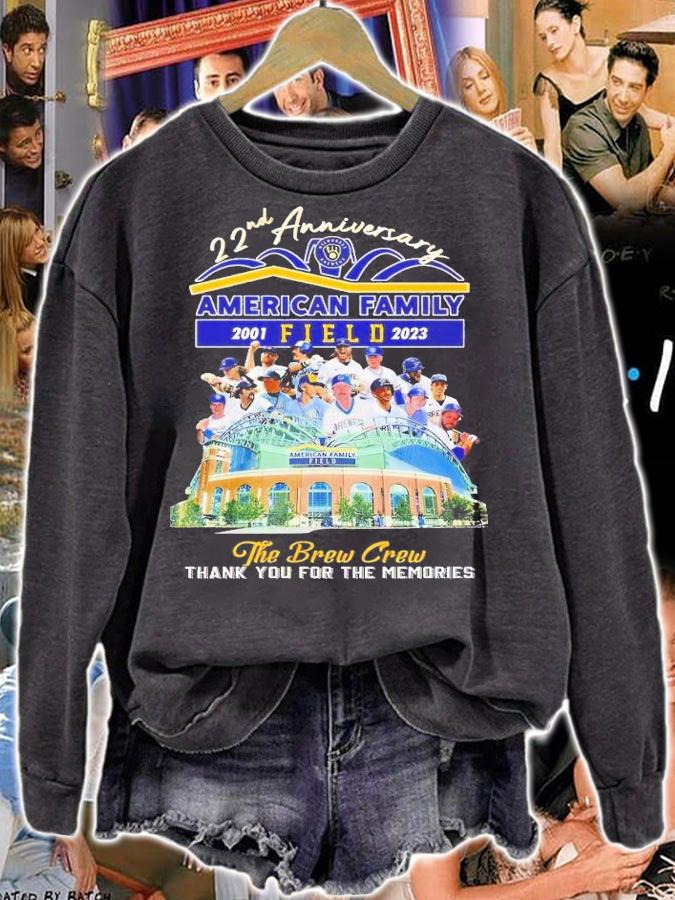 22nd anniversary American Family Field 2001 2023 the Brew crew thank you for the memories shirt t-shirt sweatshirt