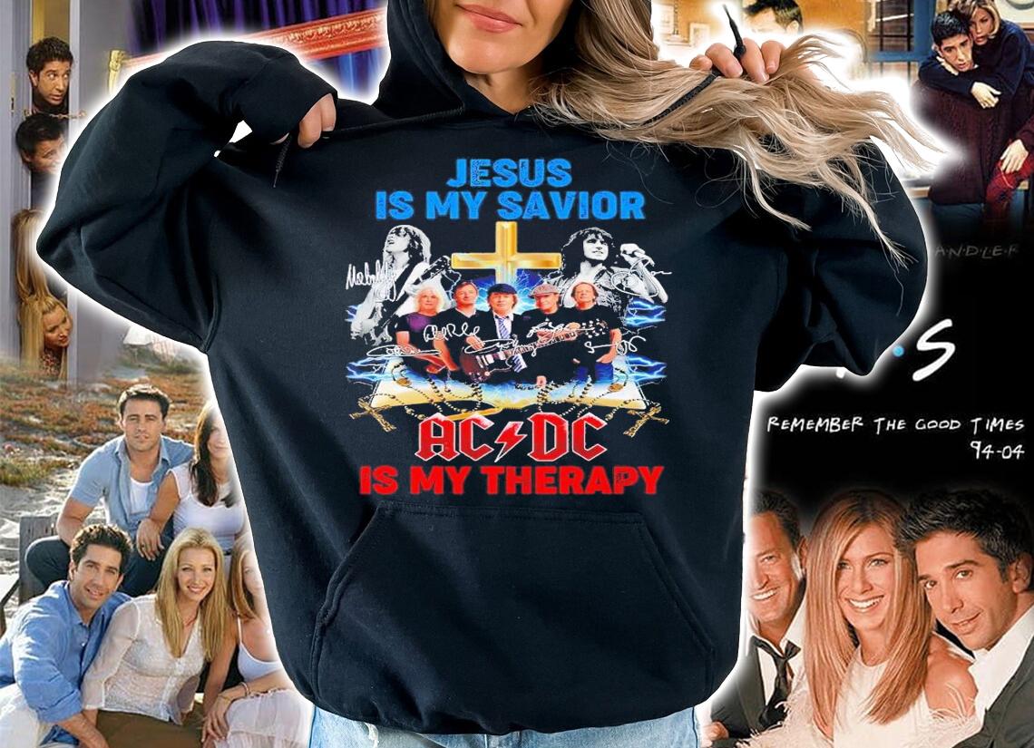 Jesus is my savior ACDC is my therapy signatures shirt t-shirt