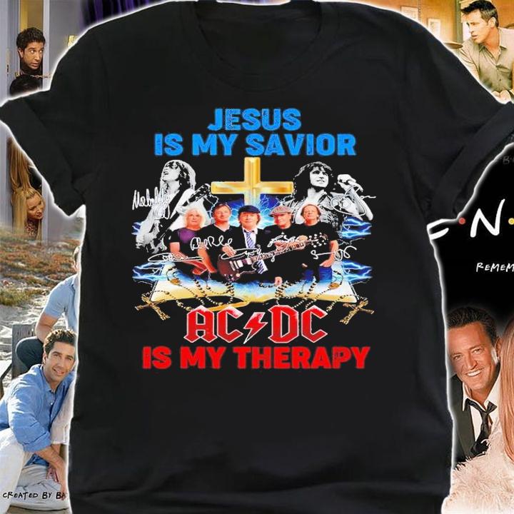 Jesus is my savior ACDC is my therapy signatures shirt t-shirt