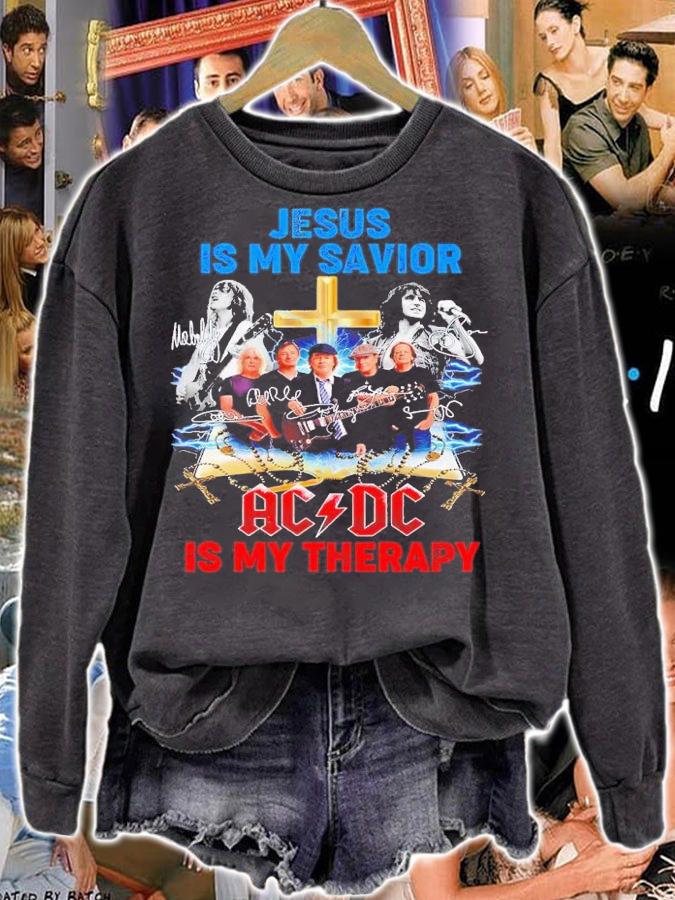 Jesus is my savior ACDC is my therapy signatures shirt t-shirt