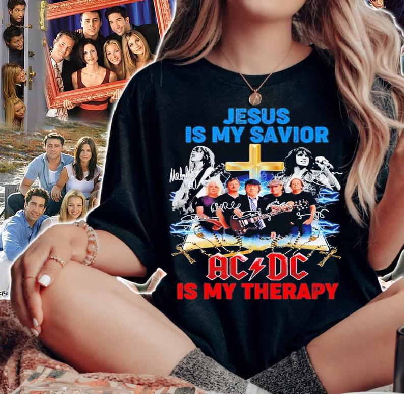 Jesus is my savior ACDC is my therapy signatures shirt t-shirt