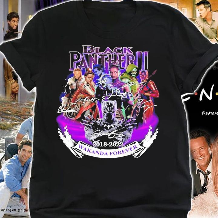 Black Panther II 2018 2022 Wakanda Forever signatures shirt t-shirt