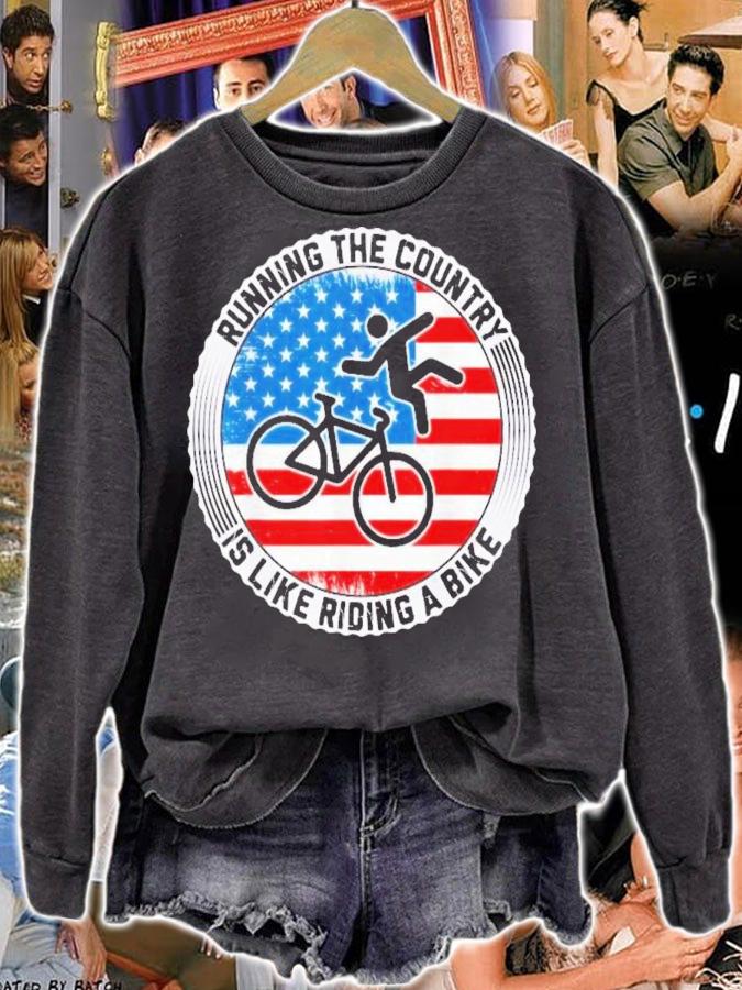 Biden Falling Off His Bicycle Meme Vintage Bike Fall T-Shirt t-shirt sweatshirt