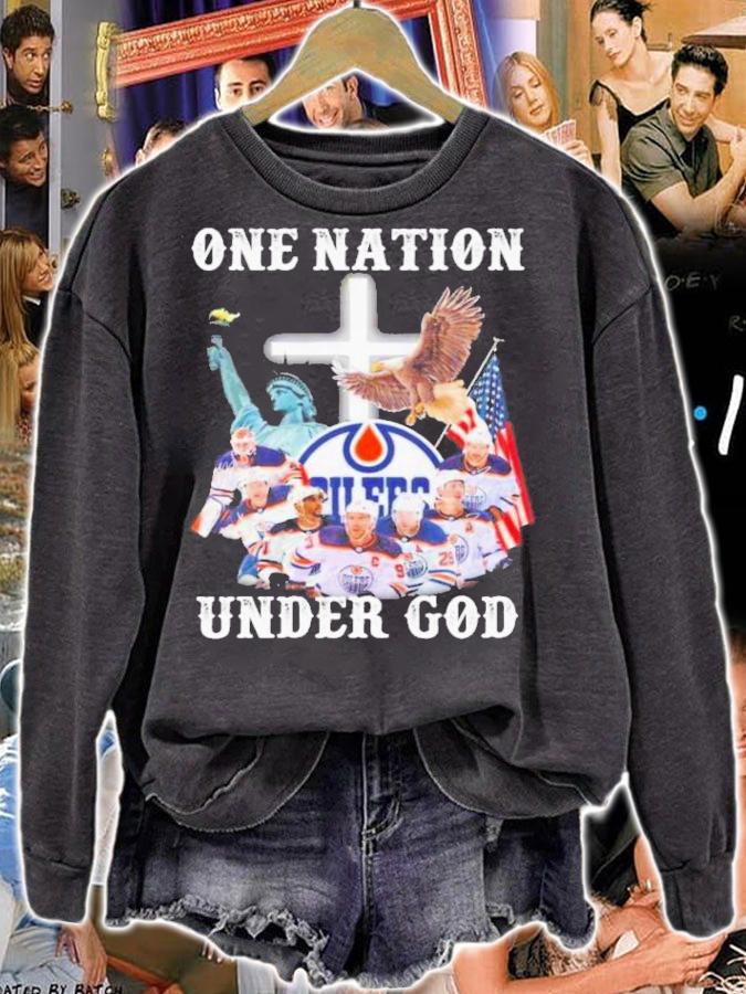 Edmonton Oilers One Nation Under God Signatures T-Shirt t-shirt