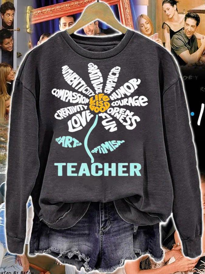 Life Is Good Teacher Daisy Teach School Sunflower T-Shirt t-shirt