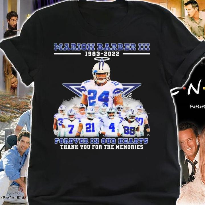 Marion Barber III RIP 1983-2022 Signatures Forever In Our Hearts Thank You For The Memories T-Shirt t-shirt