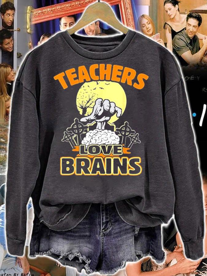 Teacher Halloween Teachers Love Brains shirt t-shirt