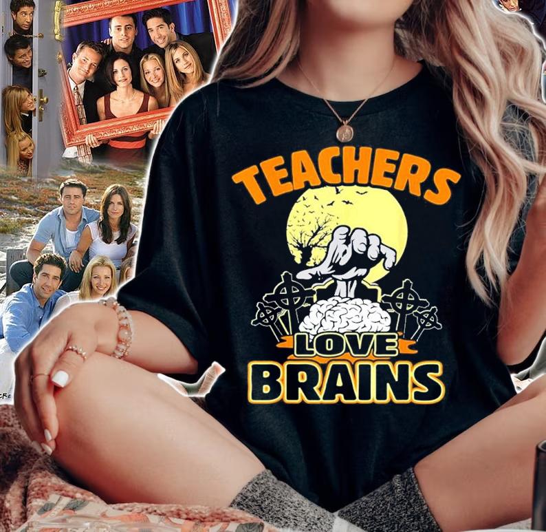 Teacher Halloween Teachers Love Brains shirt t-shirt
