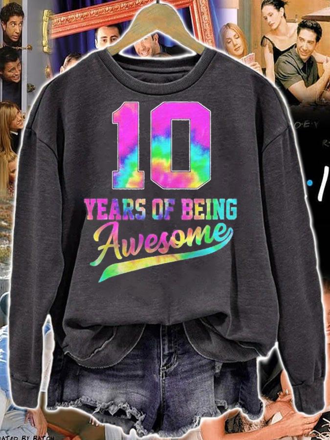 10 Years Old 10Th Birthday Tie Dye Being Awesome Men Wome Shirt t-shirt sweatshirt