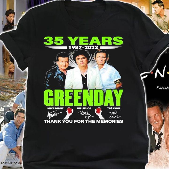 35 Years 1987-2022 Greenday Signatures Thank You For The Memories Shirt t-shirt