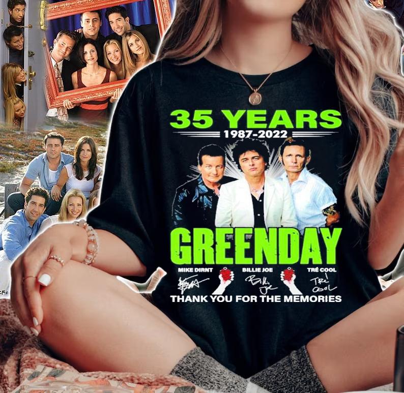 35 Years 1987-2022 Greenday Signatures Thank You For The Memories Shirt t-shirt