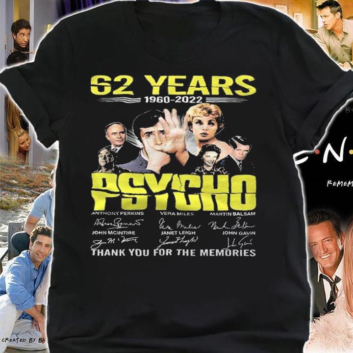 62 Years 1960-2022 Psycho Signatures Thank You For The Memories Shirt t-shirt