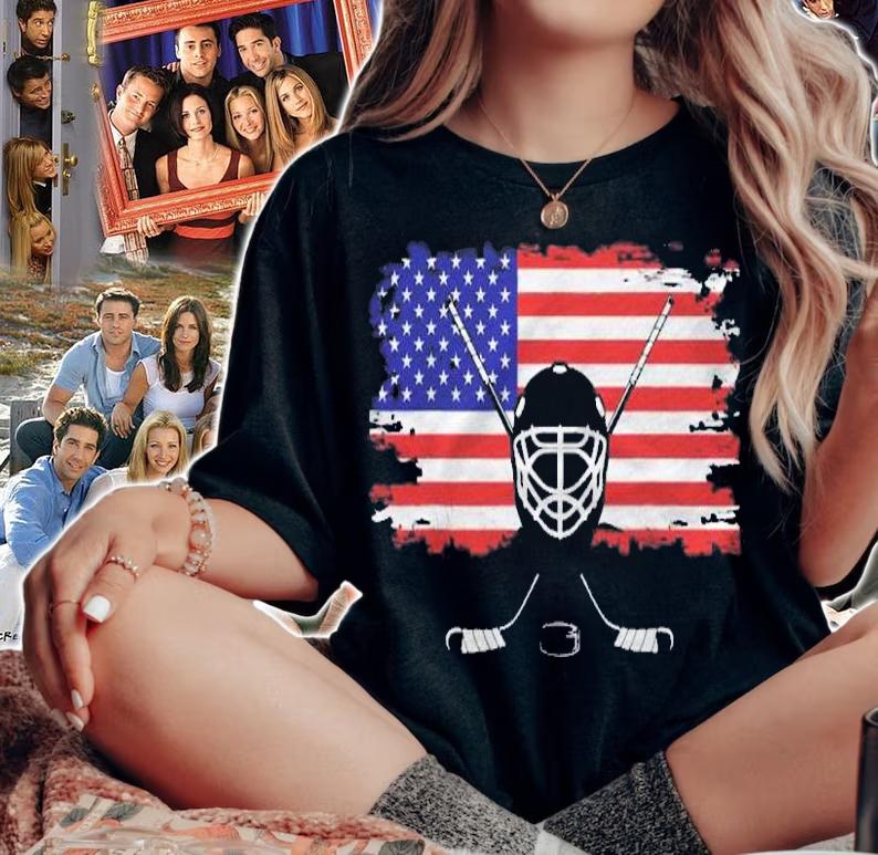 American Flag Hockey Apparel  Hockey Shirt t-shirt woman shirt