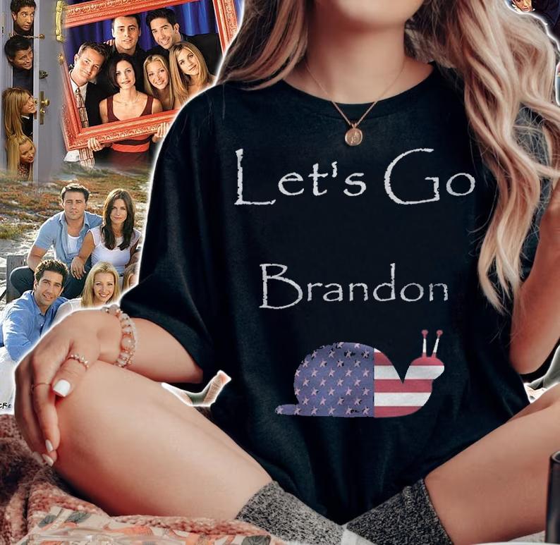 Anti Biden let's Go Brandon Snail USA Flag Anti President Trend T-Shirt t-shirt woman shirt