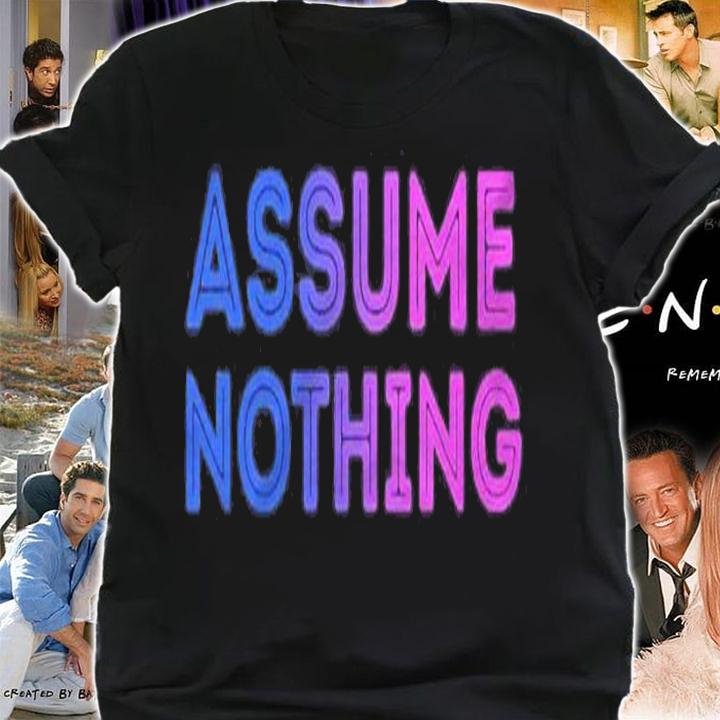 Assume Nothing Bisexual Flag Colors Pride Bi Equality Humor Pullover shirt t-shirt