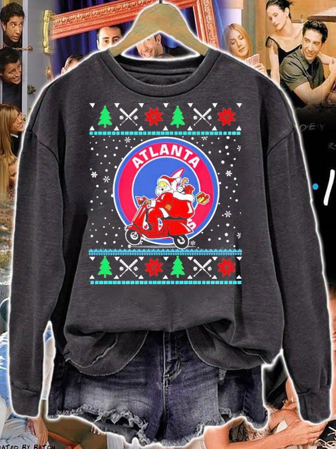 Atlanta Braves Baseball Santa Claus Christmas Shirt t-shirt sweatshirt