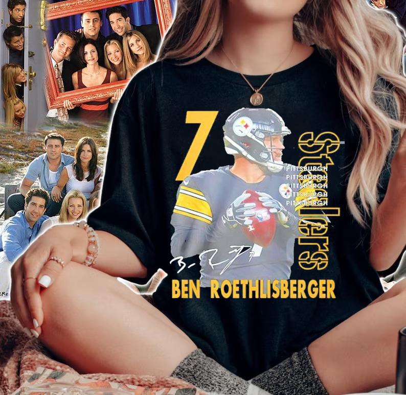 Ben Roethlisberger #7 Pittsburgh Steelers Signatures Shirt t-shirt woman shirt
