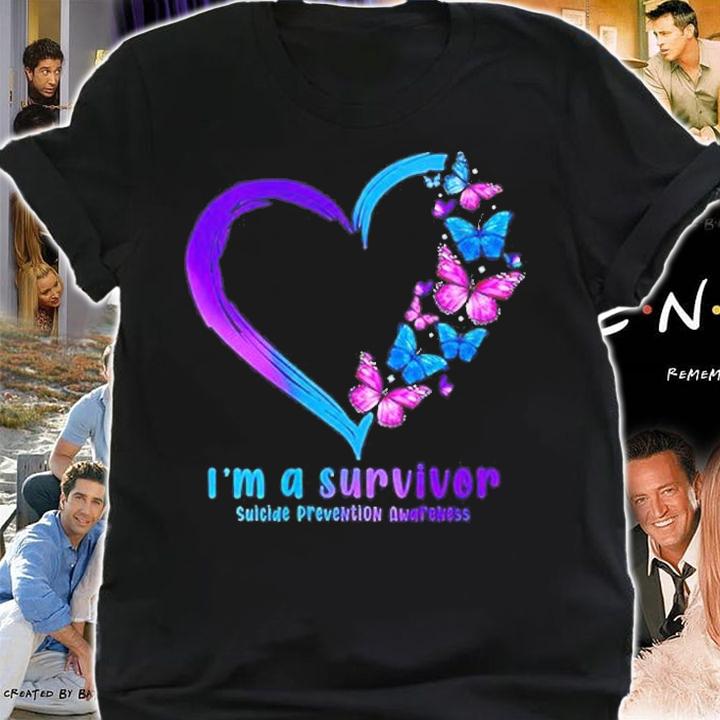 Butterfly Heart Im A Survivor Suicide Prevention Awareness T-Shirt t-shirt