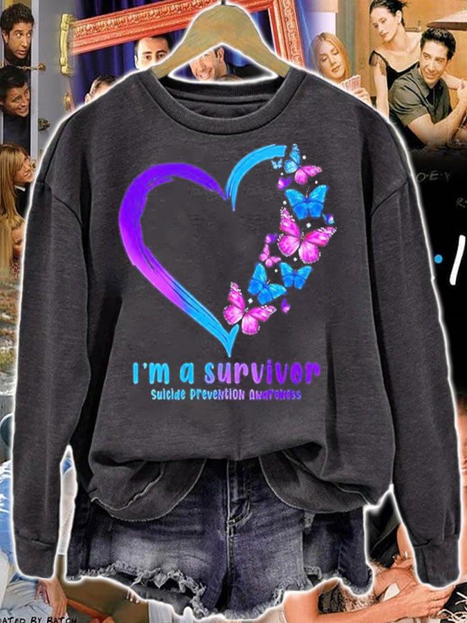 Butterfly Heart Im A Survivor Suicide Prevention Awareness T-Shirt t-shirt