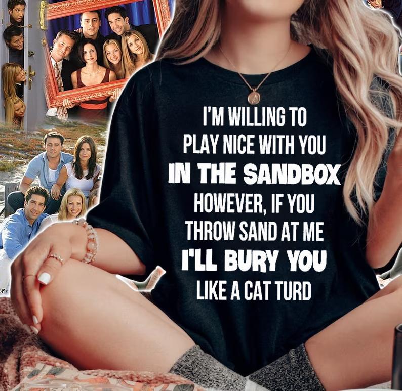 I'm Willing To Play Nice With You In The Sandbox However If You Throw Sand At Me I'll Bury You Like A Cat Turd T-Shirt t-shirt woman shirt