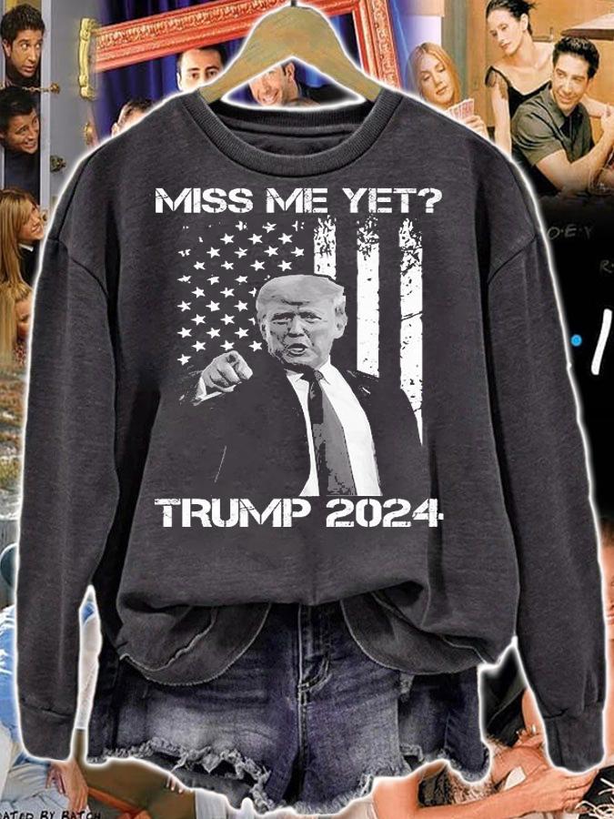 Miss Me Yet Trump 2024 Trump Distressed American Flag T-Shirt t-shirt sweatshirt