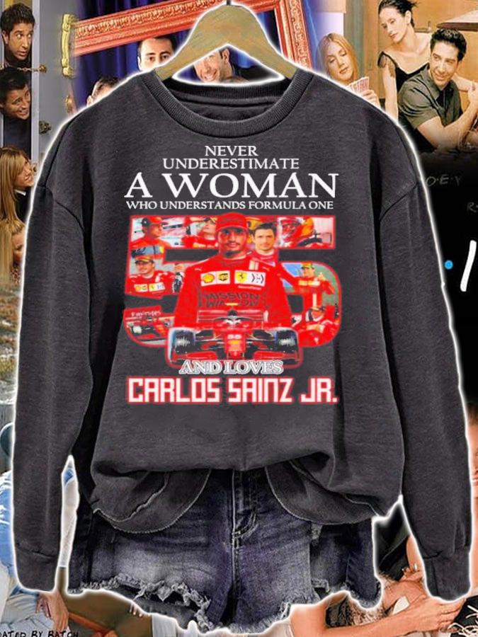 Never Underestimate A Woman Who Understands Formula One And Loves Carlos Sainz Jr. Signatures Shirt t-shirt