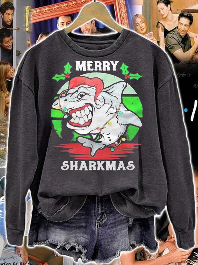 Santa hat shark Merry Sharkmas Christmas T-shirt t-shirt sweatshirt