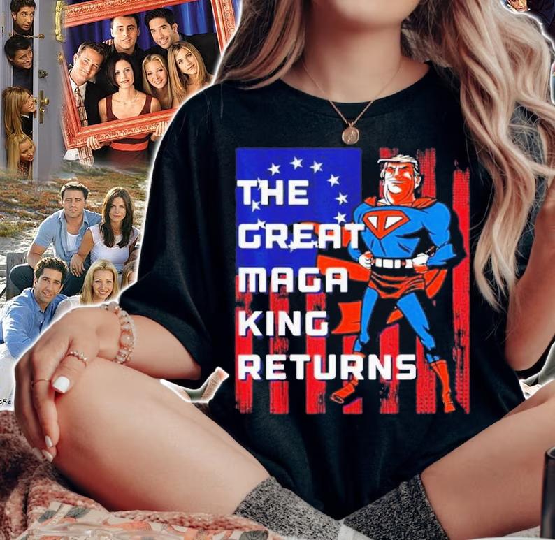Trump Superman The Great MAGA King Returns American Flag Shirt t-shirt