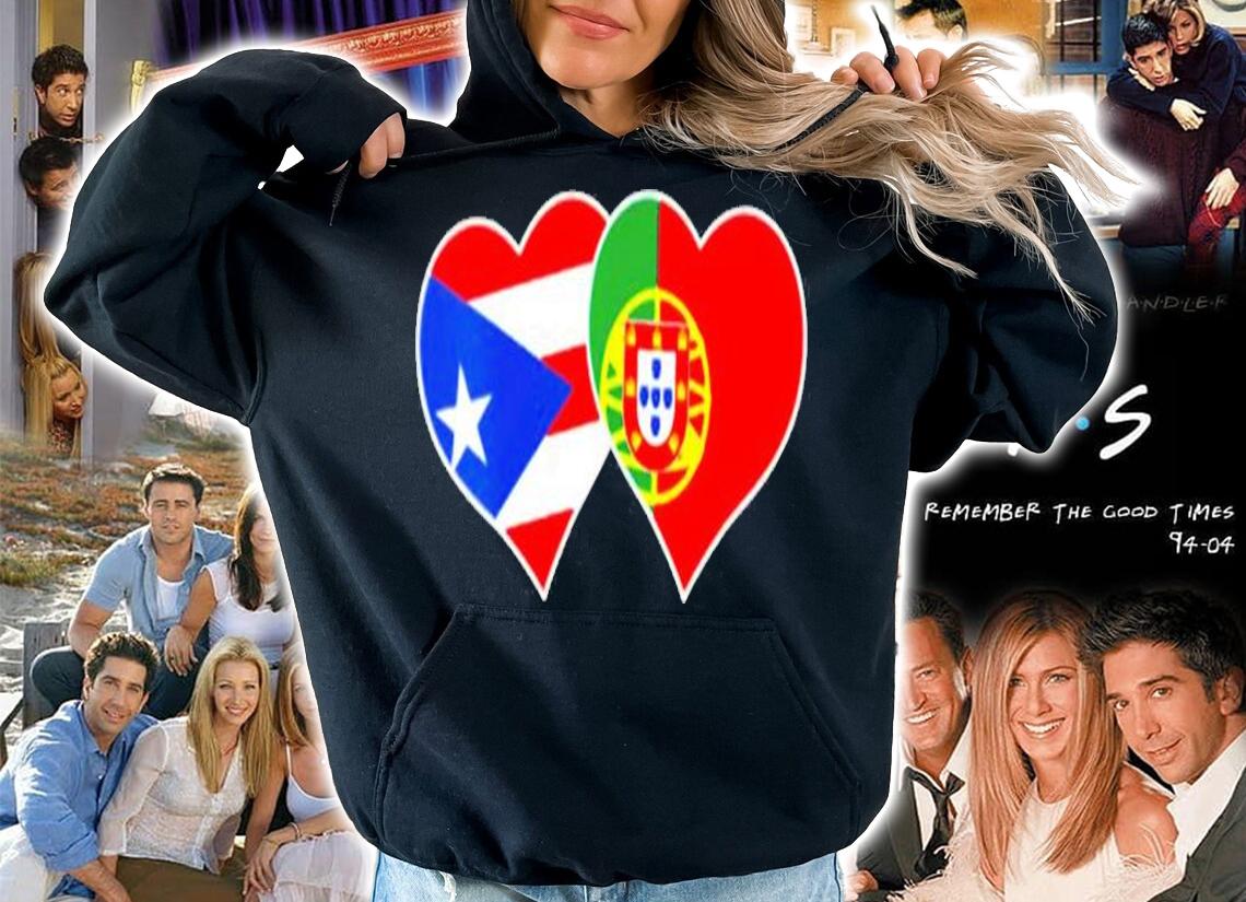 Puerto Rican Portuguese Heart Love Puerto Rico Portugal Flag T-Shirt t-shirt hoodie