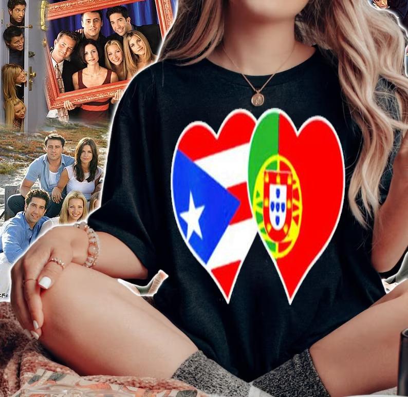Puerto Rican Portuguese Heart Love Puerto Rico Portugal Flag T-Shirt t-shirt woman shirt