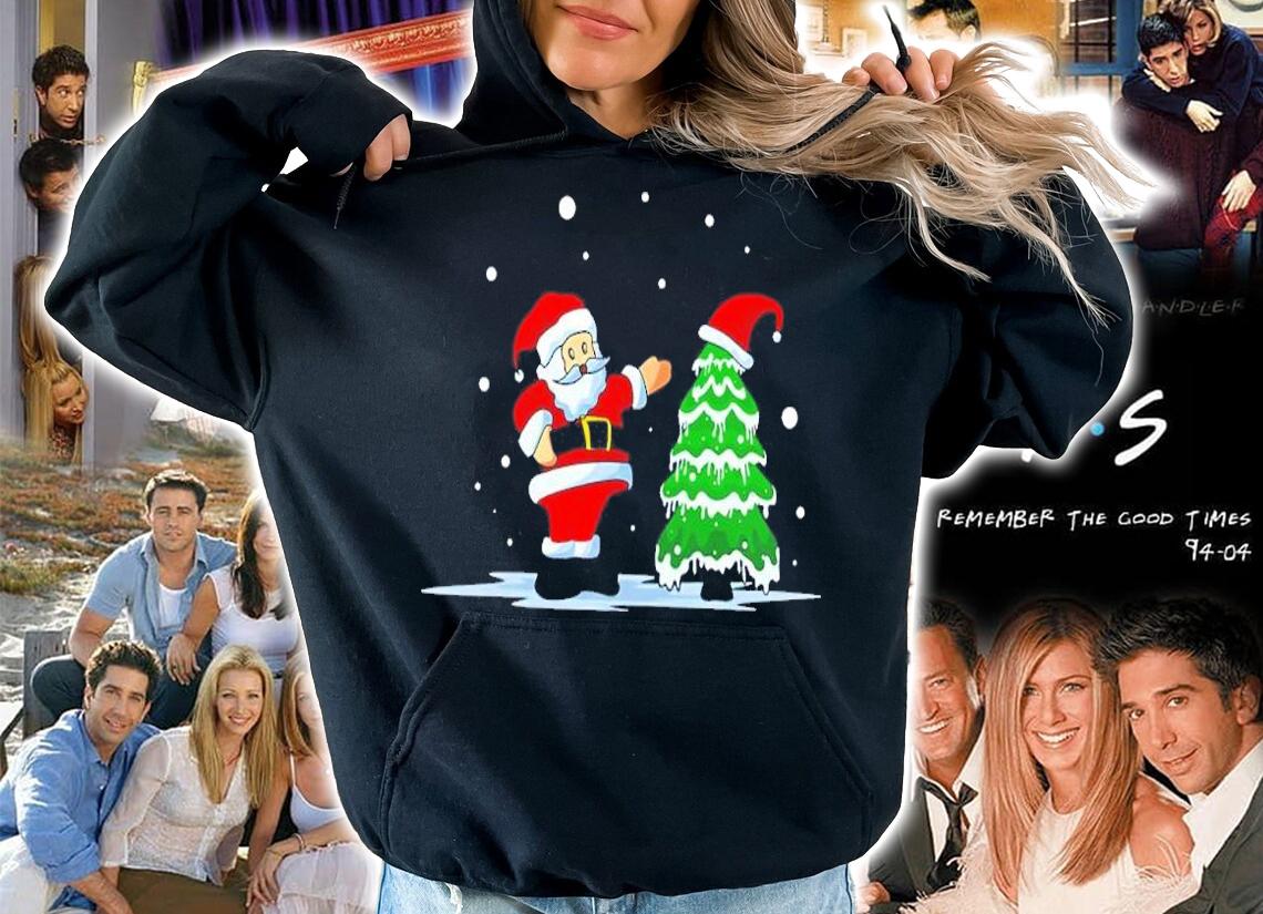 Santa Claus And A Christmas Tree Wearing Hat Shirt t-shirt