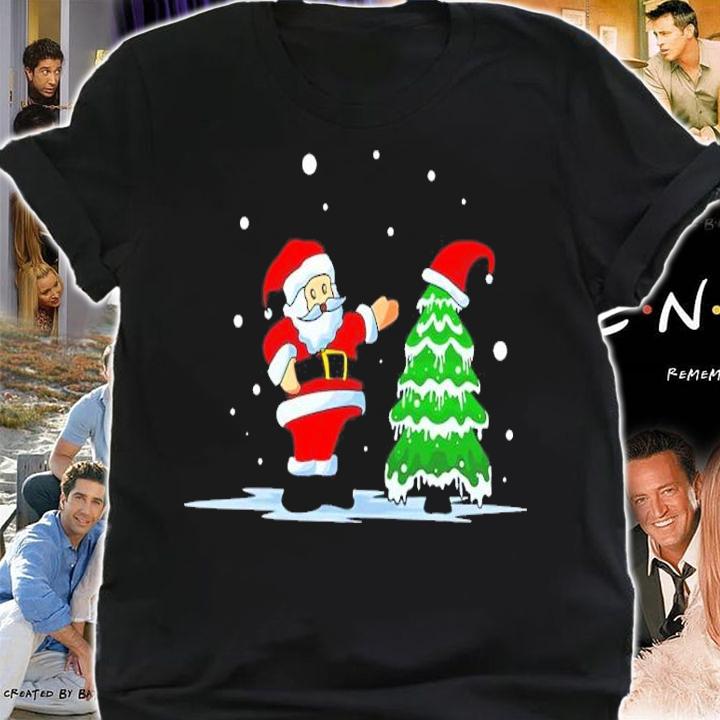 Santa Claus And A Christmas Tree Wearing Hat Shirt t-shirt