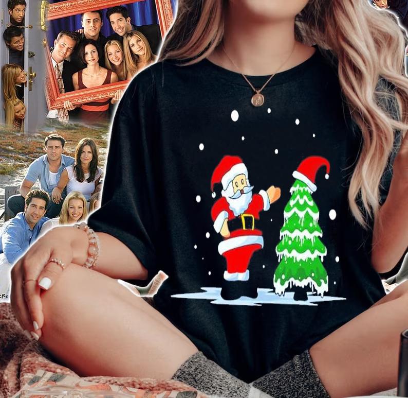 Santa Claus And A Christmas Tree Wearing Hat Shirt t-shirt