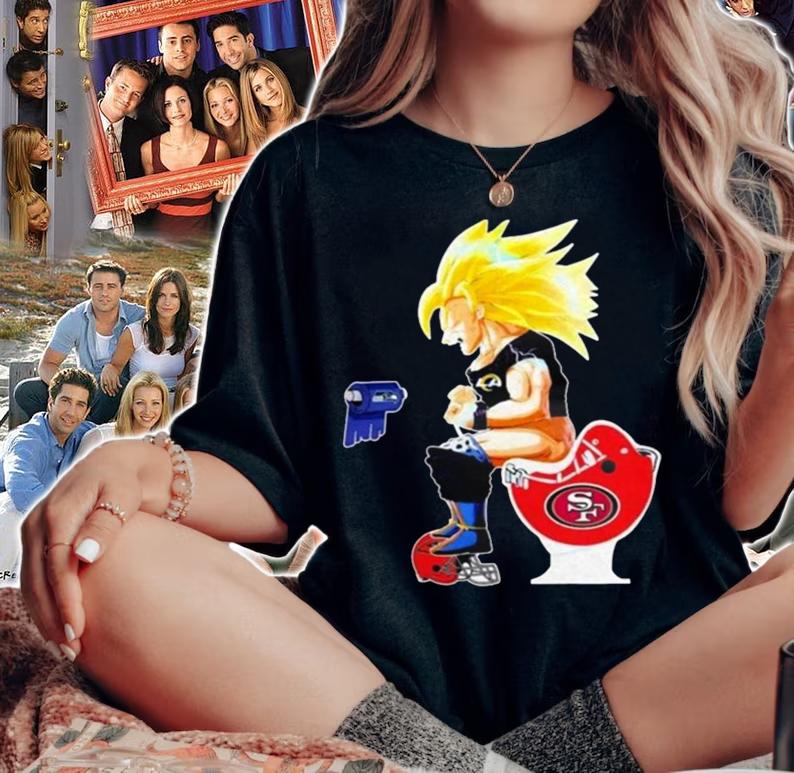 Son Goku Los Angeles Rams On Toilet Tampa Bay Buccaneers San Francisco 49ers t-shirt