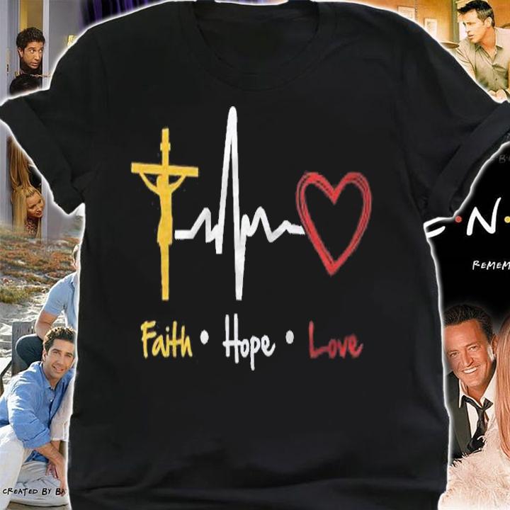 Colorful Faith Hope Love Heartbeat Of Jesus Cross Heart Rate Shirt shirt