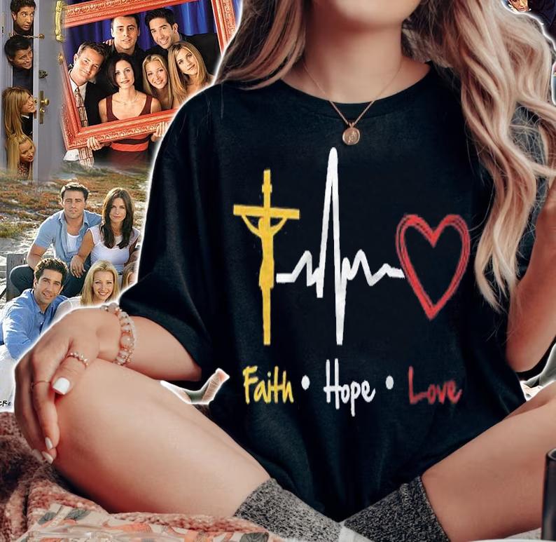 Colorful Faith Hope Love Heartbeat Of Jesus Cross Heart Rate Shirt woman shirt