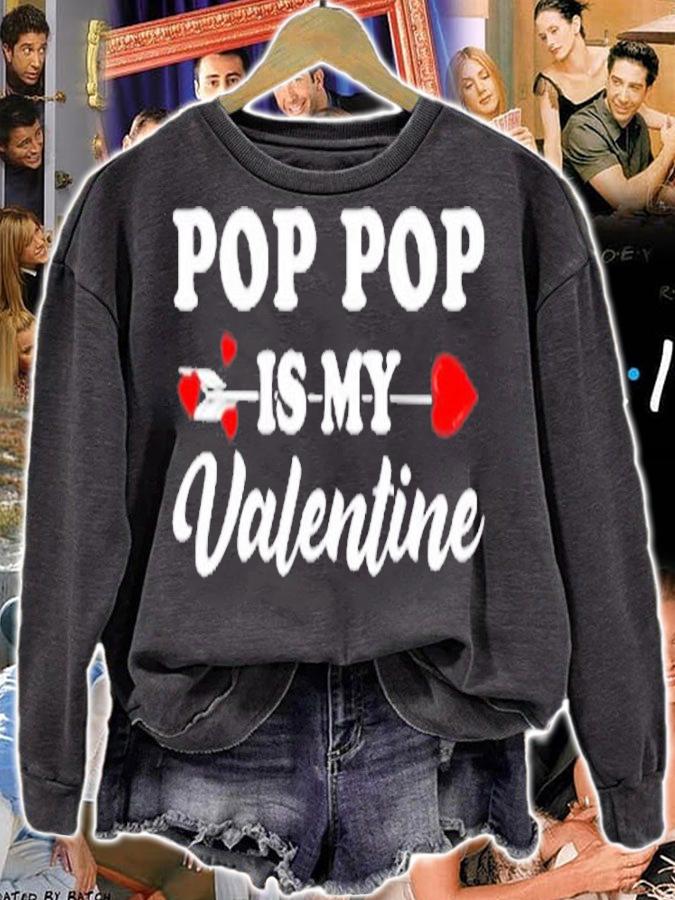 Funny Pop Pop Is My Valentine Matching Family Heart Couples T-Shirt sweatshirt