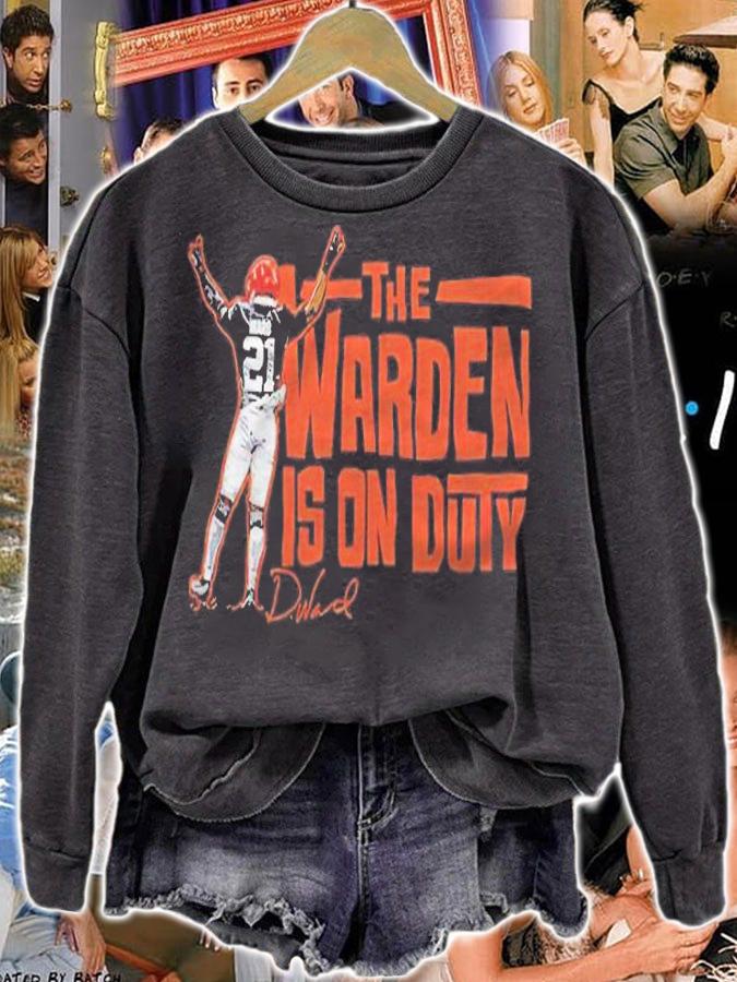 Denzel Ward Cleveland Browns the warden is on duty signature T-shirt sweatshirt