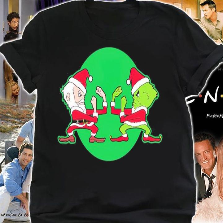 Santa Vs Grinch Fighting Christmas Shirt shirt