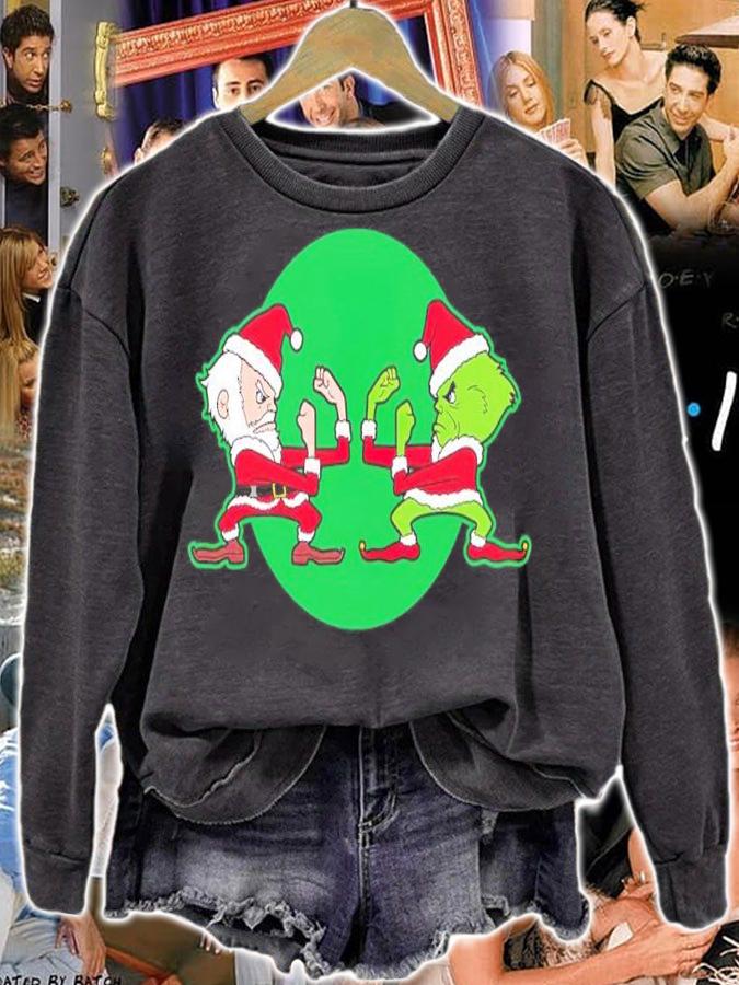 Santa Vs Grinch Fighting Christmas Shirt sweatshirt