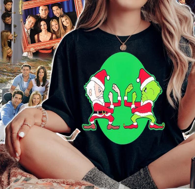 Santa Vs Grinch Fighting Christmas Shirt woman shirt