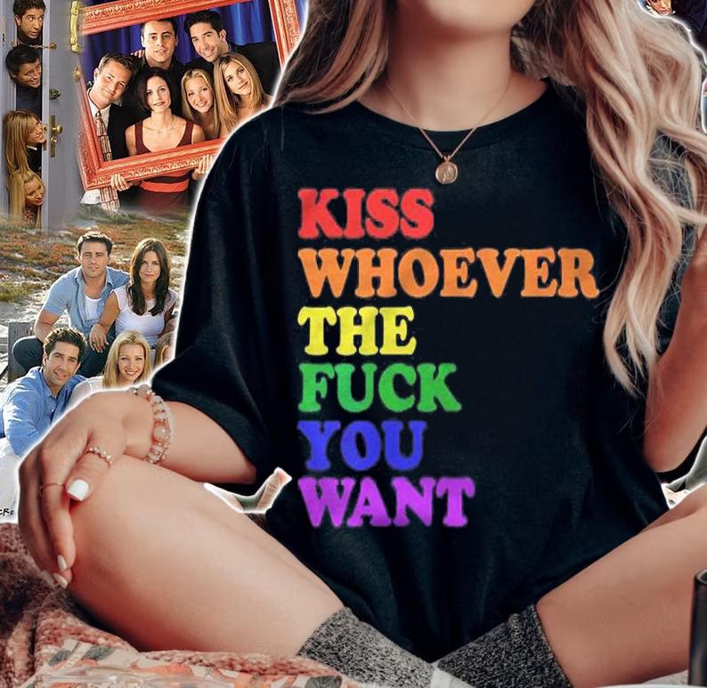 Womens Kiss Whoever The Fuck You Want Lgbt Rainbow Pride Flag T-shirt woman shirt