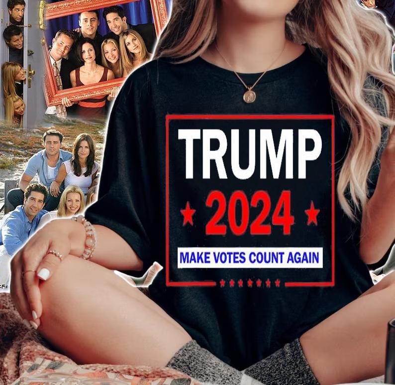Trump 2024 Make Votes Count Again American Flag Conservative T-Shirt woman shirt