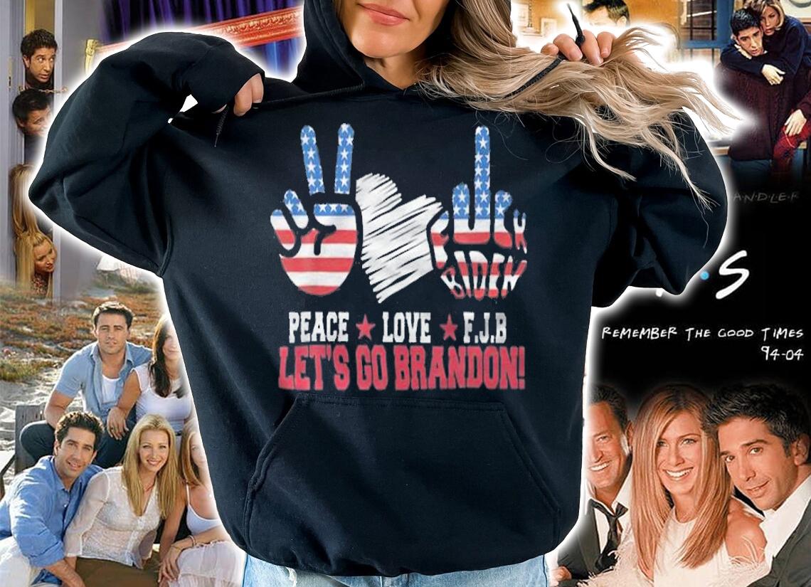 Trending peace Love FJB Let's Go Brandon USA Flag T-Shirt