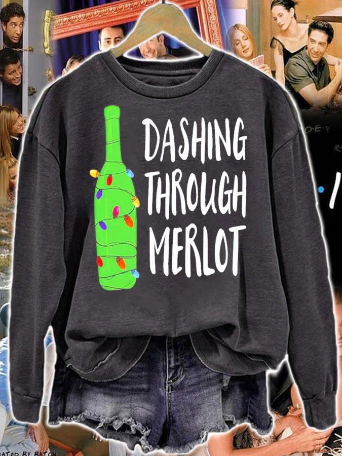 Dashing Through Merlot Wine Christmas Shirt sweatshirt