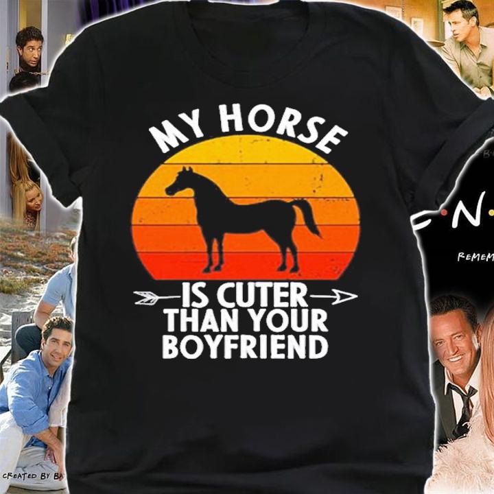 Womens My Horse Is Cuter Than Your Boyfriend Funny Horse Lover Gift T-Shirt shirt