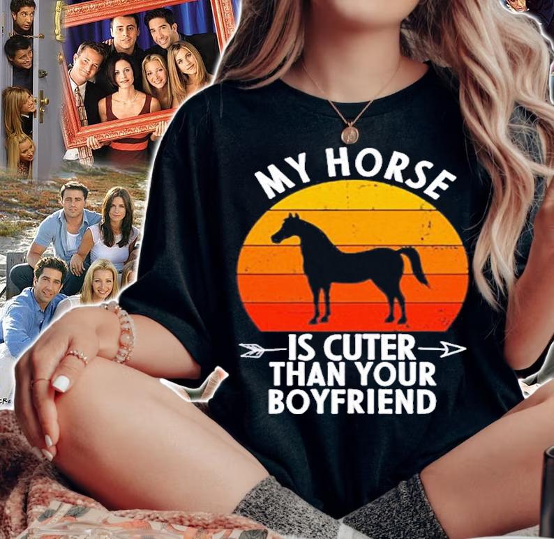 Womens My Horse Is Cuter Than Your Boyfriend Funny Horse Lover Gift T-Shirt woman shirt