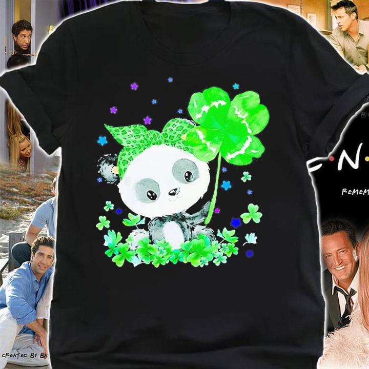 Panda Holding Shamrock Stars Cute St Patricks Day T-Shirt shirt