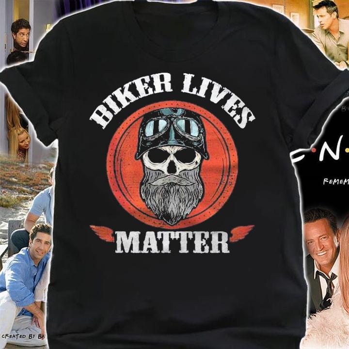 Vintage Biker Lives Matter Skull With Beard Funny Biker Zip Shirt